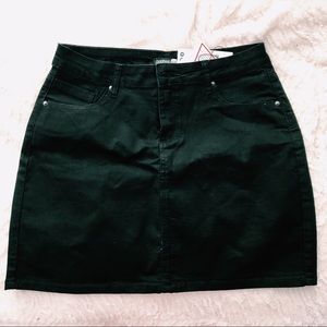 Black denim skirt